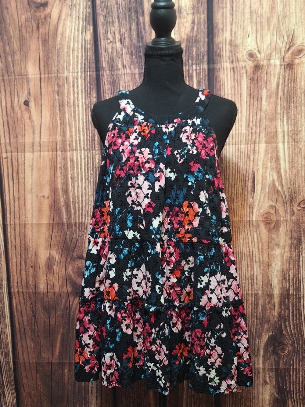 torrid Black Floral-Print Dress with Pink and Blue Accents Plus Size 2
